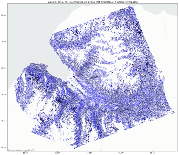 Svalbard: top 2.5% highest-error points highlighted as anomalies.