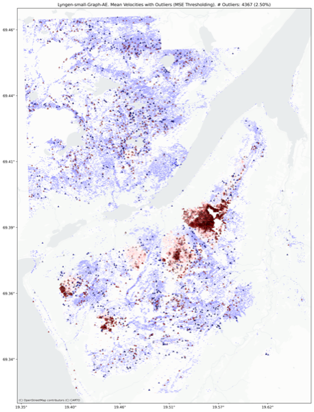 Lyngen: highest-error points marked as candidate anomalies.