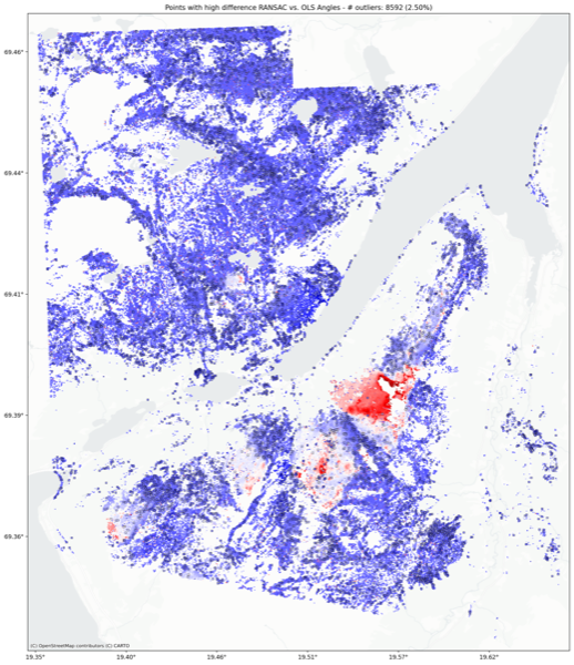 Lyngen: top 2.5% outlier series highlighted on the map.